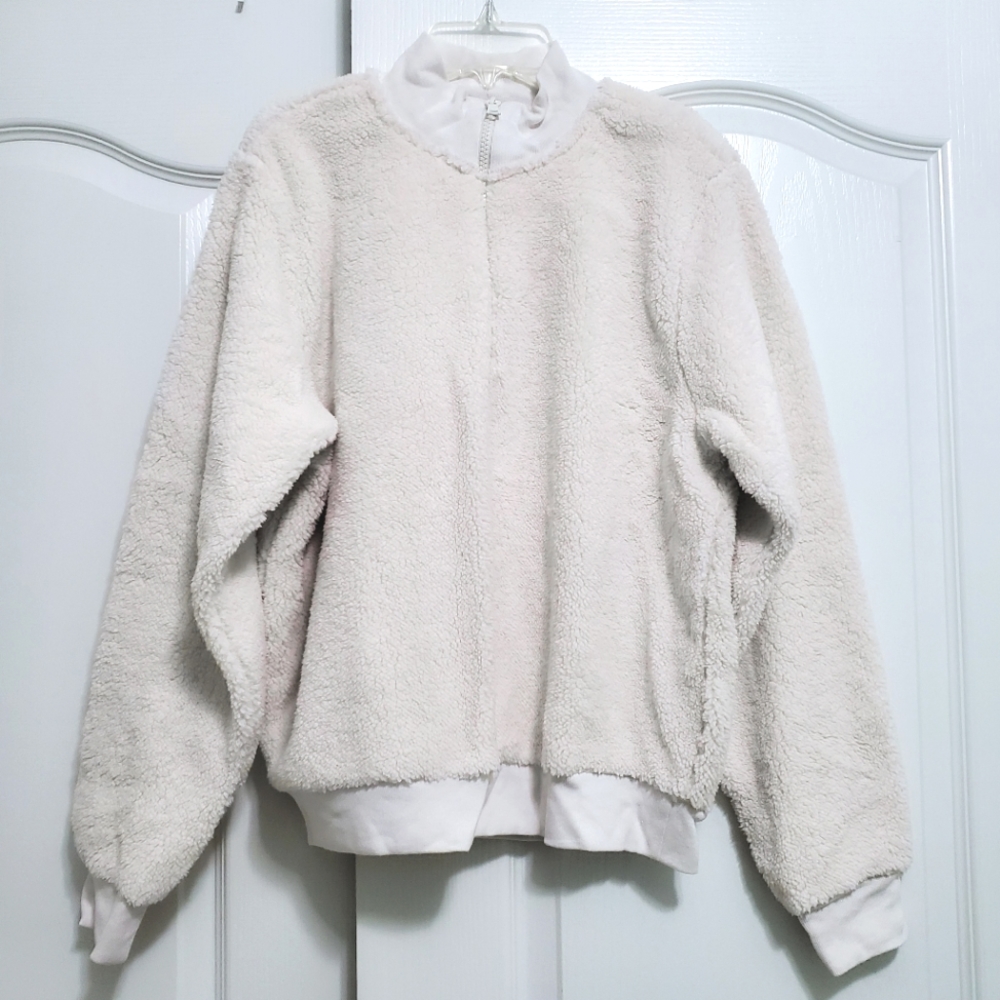 Women's Gap Fleece Half Zip Cream Sweater